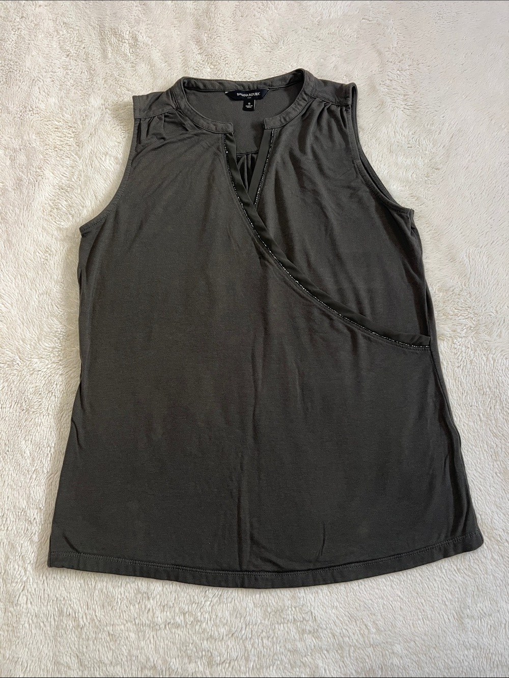 Banana Republic Dark Olive Sleeveless Faux Wrap Tank Top. Size Small.